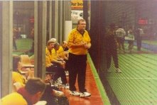 Rod Chilcott, Western Australia Over-40's coach, looks on.